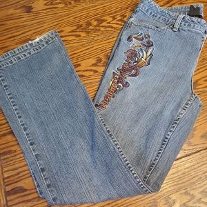 Harley Davidson embroidered blue jeans sz 12 long